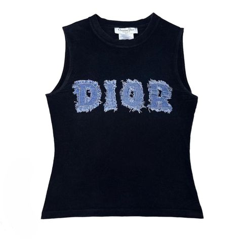 Dior Denim Top ✮ * . °•★ Size: Medium. EU size... - Depop Dior Tank Top, Dior Denim, Dior Top, Merch Ideas, Fashion Items, Denim Top, Black Top, Fashion Item, Christian Dior