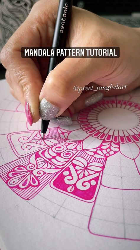 Gurpreet Kaur - Mandala|ZIA’s Instagram profile post: “Mandala pattern tutorial Save and share 💕 ————————— Supplies @menorah.stationery Square mixed media sketchbook 180 GSM Use GK05 for…” Mixed Media Sketchbook, Square Mandala, Drawn Mandala, Fruit Designs, Zentangle Ideas, Mandala Art Therapy, Mandala Design Pattern, Pattern Tutorial, Fruit Design