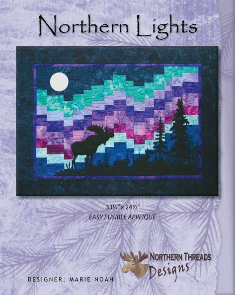 Northern Lights Quilt Pattern, Northern Lights Quilt, Northern Lights Quilts, Modern Machine Quilting, Wildlife Quilts, Bargello Quilt Patterns, Patchwork Quilting Designs, Rustic Quilts, Panel Quilt Patterns