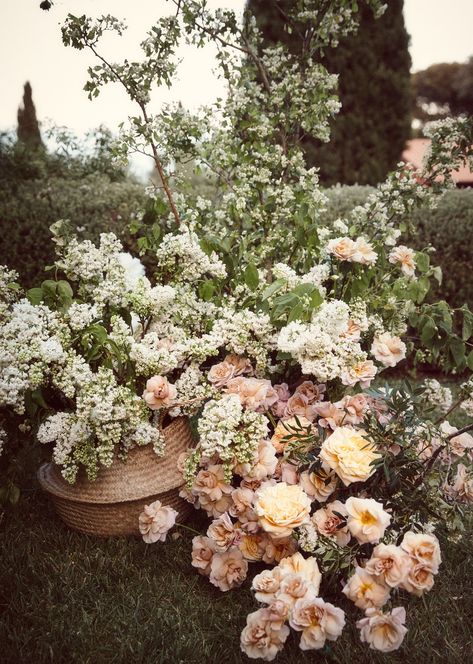 The Bride Wore a Hand-Painted Dress to Her Italian Garden Wedding at Hotel Il Pellicano | Vogue Augusta Hoffman, Italian Garden Wedding, Monique Lhuillier Dress, Italian Flowers, Vogue Bride, Italian Vogue, Elegant Wedding Flowers, Fairytale Aesthetic, Elegant Bridal Gown