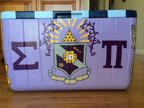 sigma pi cooler - Google Search Sigma Pi Fraternity, Sigma Pi Frat Cooler, Formal Flask, Painted Fraternity Coolers, Fraternity Cooler, Formal Cooler Ideas, Fraternity Formal, Fraternity Coolers, Cooler Gift