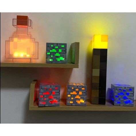 Minecraft Torch Light, Minecraft Real Life Room, Minecraft Decorations In Real Life, Minecraft Decor Real Life, Minecraft Torch Diy, Minecraft Decorations Real Life, Minecraft Room Ideas In Real Life, Minecraft Bedroom Ideas Real Life, Pokemon House