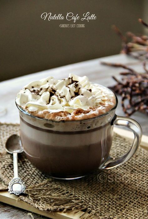 Nutella Cafe Latte @SECooking | Sandra Nutella Cafe, Café Starbucks, Gluten Free Milk, Slow Cooker Desserts, Cafe Latte, Chocolate Coffee, Coffee Cafe, Favorite Snack, Frappe