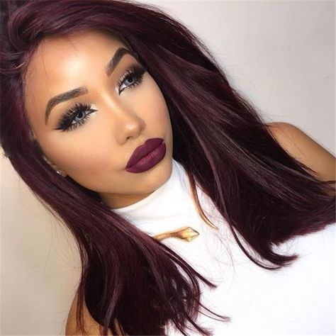 45 Best Burgundy Hair Color And Designs For Your Inspiration - Page 5 of 45 - Women Fashion Lifestyle Blog Shinecoco.com Pelo Color Borgoña, Dark Burgundy Hair, Burgundy Hair Dye, Burgundy Eye Makeup, Dark Hair Dye, Dark Red Hair Color, Hair Color Plum, Maroon Hair, Hair Color Burgundy