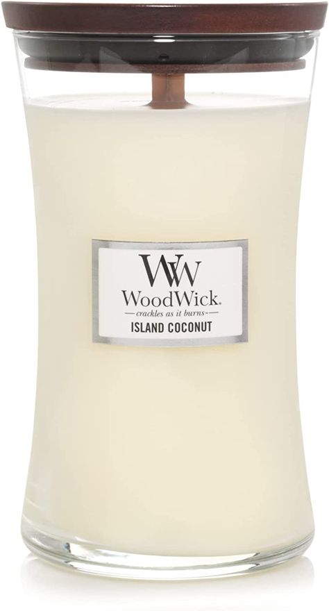 Amazon.com: WoodWick Island Coconut Large Hourglass Candle : Home & Kitchen Coconut Candle, Yankee Candles, Scrub Sponge, Candle Aesthetic, Wood Wick Candles, Large Jar, Oil Candles, Wooden Wick, Soothing Sounds