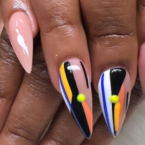 I AM TASHA 💕 on Instagram: "Euphoria Abstract. Don’t Snooze🥰🖤.  Have You Booked Your Nail Appointment With Tash Yet💅🏾?!  #chicagonails #chicagonailtech #prettynails #chicagonailart #blacknailtech #blacknailart #chicago #abstractart #abstractnailart #acrylicnails #fyp #explorepage #freehandnailart #nailmagnazine #chicagonailsalon #nailart #nailartinspo #naildesigns #nailtech #handpaintednailart #nailstyle #longnails #instanails #nailsalon #naildesigns #nailsoftheday #nailsofinstagram #nails #trending #chicagostylists" Girly Nails, Nail Design Glitter, Ombre Acrylic, Charm Bracelet Watch, Nail Appointment, Nails Trending, Abstract Nail Art, Black Nail Art, Ombre Acrylic Nails