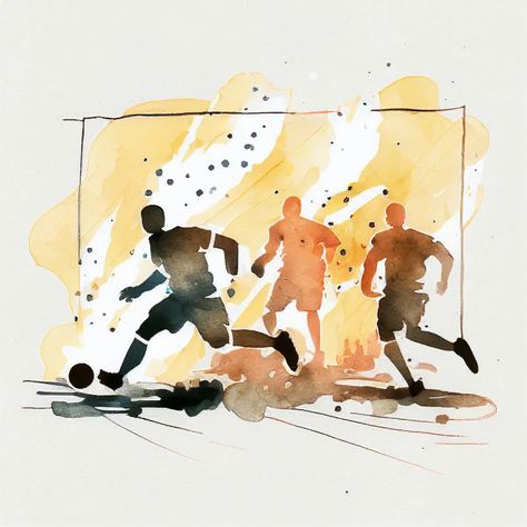 Free Watercolor Drawing Soccer Football Player Image Watercolour Football, Soccer Watercolor, Drawing Football, Football Painting, Football Paintings, Memory Drawing, Teenager Boys, Football Players Images, Football Tournament