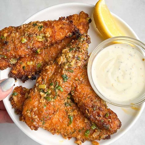 Cowboy Butter Chicken Tenders Cowboy Food Ideas, Cowboy Butter Sauce, Battered Chicken Tenders, Batter For Chicken Tenders, Battered Chicken, Air Fried Chicken Tenders, Mother Clucker, Cowboy Butter, Potluck Ideas