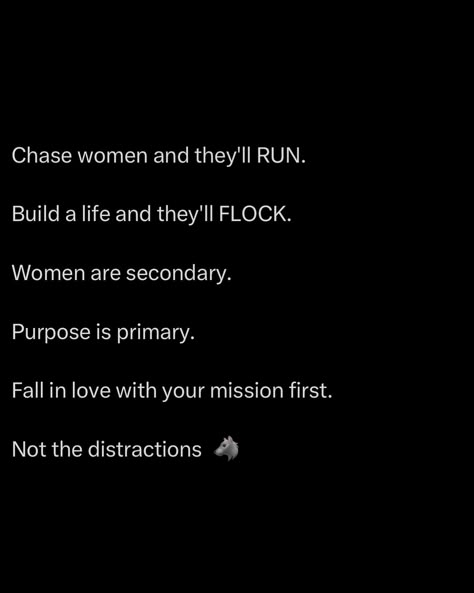 Be relentless in your pursuit of excellence. The world respects a man with a mission. Women will naturally be drawn to the fire, the passion, the purpose that radiates from you. Your mission defines you. It’s what separates the average from the GREATS. Don’t get sidetracked by temporary pleasures. Focus on your legacy, your goals & your purpose. When you’re on your path, everything else falls into place ☝️ @stoicseduction #purpose #mission #success #discipline #hustle Find Your Purpose Quotes, Your Purpose Quotes, Alpha Quotes, Quotes For Insta, Chess Quotes, The Man I Want, Purpose Quotes, Hustle Culture, Commit Adultery