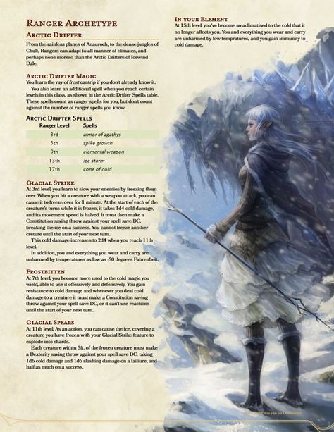 Ranger Homebrew 5e, Ranger Archetype 5e, Dnd Ranger Homebrew, Dnd 5e Ranger Subclasses, Dnd Arctic, Ranger Archetype, Dnd Archetypes, Dnd Ranger, Dnd Subclasses