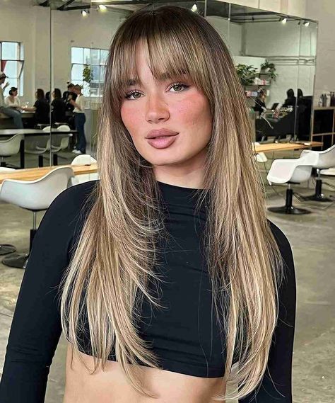 40 Cutest Ways to Pair Straight Hair With Bangs Long Straight Hair With Bangs, Straight Hair With Bangs, Long Haircuts With Bangs, 2023 Hair, Straight Hair Cuts, Hair With Bangs, Long Hair With Bangs, Curly Bob Hairstyles, Bleached Hair