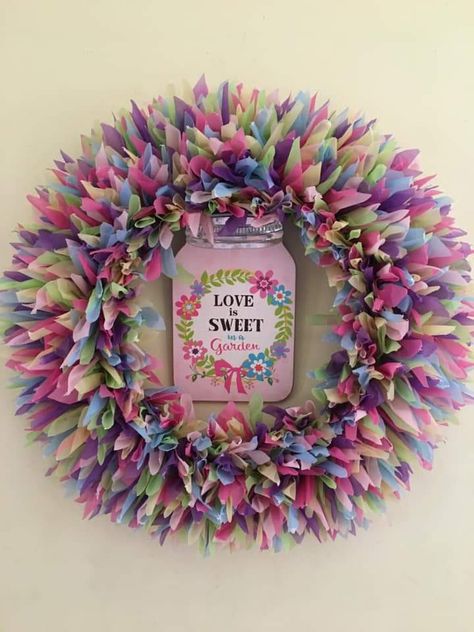 Table Cloth Wreaths Diy, Table Cloth Wreaths, Plastic Table Cloth Wreath Diy, Tablecloth Wreath, Diy Dollar Tree Wreath, Dollar Tree Awareness Ribbon Wreath Diy, Cloth Wreath, Dog Wreath Made With Tulle, Toilet Paper Crayons Dyi Fisplay Wreath