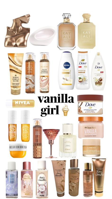 #vanilla #vanillagirl Vanilla Toiletries, Best Cheap Vanilla Perfume, Vanilla Coconut Scent Combo, Vanilla Body Care Products, Best Scent Combos Vanilla, Vanilla Coconut Scent, Vanilla Hair Care, Body Care Vanilla, Vanilla And Coconut Body Care