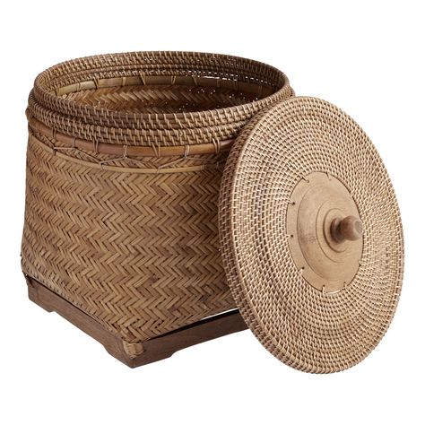 Benji Natural Rattan Basket With Lid - World Market Baskets With Lids, Rugs Outdoor, Basket With Lid, Bamboo Basket, Rattan Basket, World Market, Favorite Things List, Home Art, Flower Arrangements