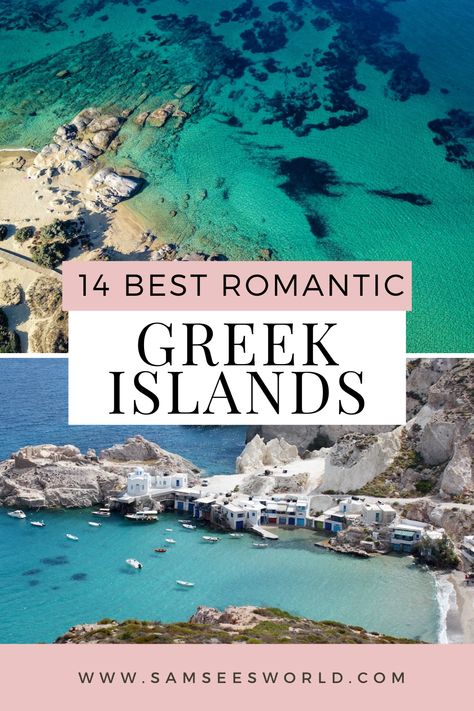 Best Greek Islands For Couples, Romantic Greece Vacation, Greece Honeymoon Resorts, Greece Honeymoon Itinerary, Best Islands In Greece, Greece Honeymoon Romantic, Athens Honeymoon, Greek Honeymoon, Greece September