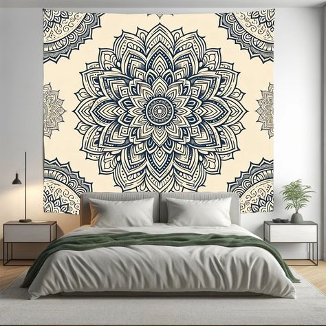 Beige Floral Indian Mandala Tapestry Psychedelic Wall Hanging Boho Decor Beige Floral Indian Mandala Tapestry Psychedelic Wall Hanging Boho Decor Elevate your living space with our India Mandala Tapestry Wall Hanging. This beautiful piece of Boho Decor will add a touch of elegance to your home, coffee shop, office, or any space you choose. With its vibrant design, it's more than just a tapestry; it's a work of art Size: Small - 150x 150cm (60x60 inches), Medium- 200 x 200cm (80x80 inches), L... Coffee Shop Office, Hanging Boho Decor, Mandala Bedding, Kantha Cushions, Home Coffee Shop, Cushion Embroidery, Mandala Pillows, Mandala Tapestries Wall Hangings, Indian Mandala