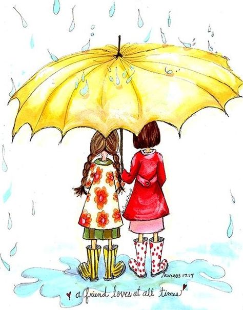 Friends Friendship Activities, Under An Umbrella, Proverbs 17, Proverbs 17 17, Friend Painting, God's Wisdom, Umbrella Art, Under My Umbrella, Bible Art Journaling