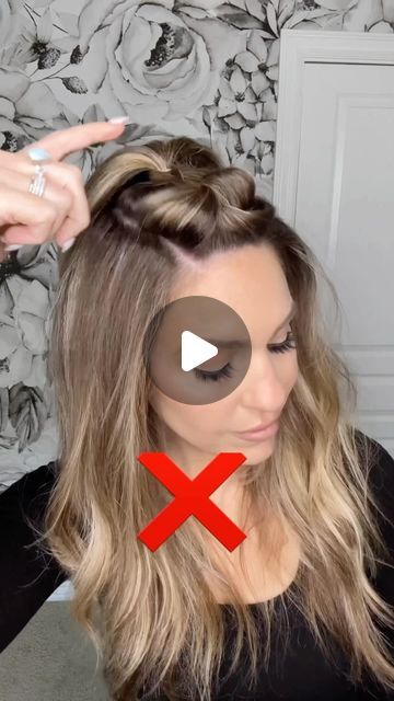 Brooke Roundy Hair Tips Makeup Tips on Instagram: "I love this viral hairstyle but the regular way just doesn’t work for everyone- usually you pull your front section forward and do a simple three strand braid. Instead do the three strand braid upwards and it will lay PERFECT! Was this helpful? 

#hairhaick #frenchbraid #frenchbraids #frenchbraidhairstyle #easyhairstylehack #hairteicks #hairtips" Two Top Braids Hairstyle, How To Braid Front Part Of Hair, How To Cute Hairstyles, Sporty Hairstyles For Fine Hair, Top Of The Head Braid, Hairstyle With Braids Half Up Half Down, Small Hair Elastics Hairstyles, Cute Ways To Pull The Front Of Your Hair Back, Braid Ideas For White Women