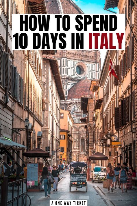 Italy is easily one of the most beautiful places to visit in Europe. They have incredible food, kind people, and jaw-dropping coastlines. Click here to see the perfect way to spend 10 days in Italy! #italytravel #europe #italy | travel to italy | italy travel guide | italy itinerary | italy travel | what to see in italy | things to do in italy | places to go in italy | rome italy | florence italy | venice italy | positano italy | cinque terre italy | italy travel inspiration Best Way To See Italy, 9 Days In Italy, Italy Travel Itinerary 10 Days, Travelling To Italy, Things To See In Italy, Italy In The Fall, Italy Trip Itinerary, Traveling List, Places To Go In Italy