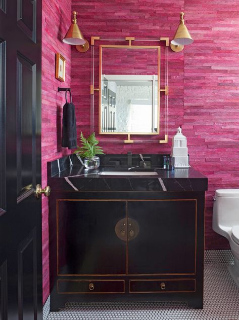 Asian Cabinet, Bath Cabinet, Powder Bathroom, Bathroom Sink Decor, Sink Decor, Pink Luxury, Cabinet Designs, Timeless Bathroom, Asian Interior