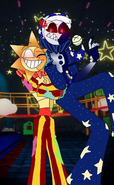 Sun X Eclipse Fnaf Ship, Clay Aminals, Sun And Moon Show Wallpapers, Superstar Daycare, Sun And Moon Show, Sun Fnaf, Restaurant Game, Moon Fnaf, Fake Fireplace