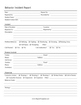 Great for student discipline, this incident report cites a child for misbehavior. Free to download and print Student Discipline, Apologia General Science, Behavior Report, Incident Report Form, After School Care, Motorcycle Diy, General Science, Incident Report, Case File