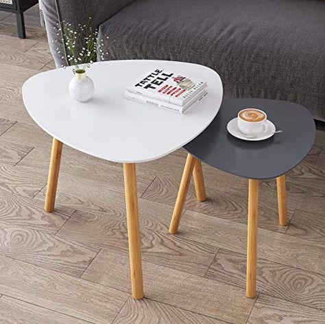 BAMEOS Bamboo Nesting Triangle End Table,Set of 2 Coffee Table Modern Minimalist Side Table for Living Room, Balcony ... Triangle End Table, Minimalist Side Table, Side Tables For Bedroom, 2 Coffee Tables, Nesting End Tables, Patio Side Table, Nesting Table, Table For Living Room, Nesting Coffee Tables