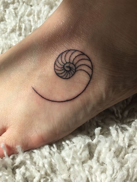 Love my new nautilus shell tattoo! Moon Shell Tattoo, Nautalis Shell Tattoo, Nautilus Shell Tattoo, Marine Tattoos, Nautilus Tattoo, Feminine Shoulder Tattoos, Marine Tattoo, Shell Tattoo, Spiral Tattoos