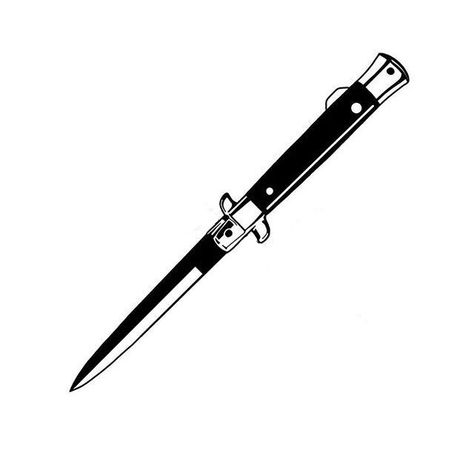 Coltello Tattoo, Switch Blade Tattoo, Traditional Tattoo Outline, Small Back Tattoos, Stiletto Knife, Blade Tattoo, Empowering Tattoos, Cherub Tattoo, Knife Tattoo