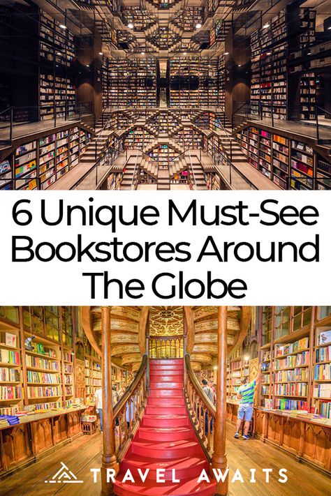 Cool Libraries Around The World, Book Stores Around The World, Unique Bookstore, European Bookstore, Cool Book Stores, Book Stores, Unique Library, World Library, Literary Travel