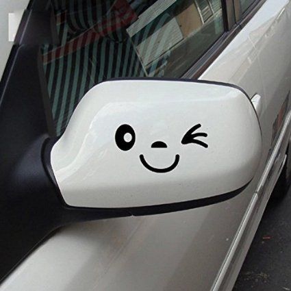 Amazon.com - HuaYang Cute Smile Face 3D Decal Sticker for Auto Car Side Mirror L+R Rearview -                                                                                                                                                                                 Más Car Side Mirror, Mirror Vinyl, Side Mirror Car, Clean Your Car, Car Side, Cute Smile, Cricut Projects Vinyl, Cat Diy, Sidecar