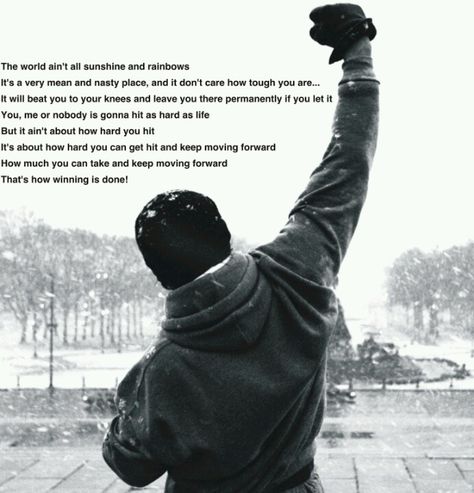 Life aint all sunshine and rainbows Rocky Quotes, Rocky Balboa Quotes, Patience Quotes, German Quotes, True Legend, Rocky Balboa, Quotes Thoughts, Motivation Goals, Sports Quotes