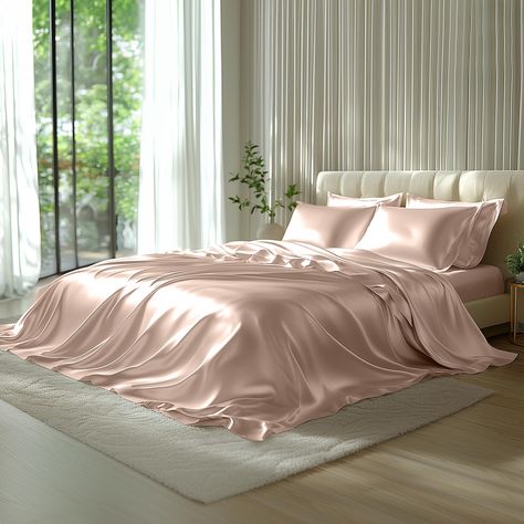 PRICES MAY VARY. 【Luxury Bedding Set】Luxury 6pc full size satin sheets sets- 1 flat sheet 81"x96", 1 fitted sheet 54"x75"+14", 4 pillowcases 20"x30". Deep pockets that fit mattresses up to 14" deep with elastic around the fitted sheet, It can fit your mattress better. 【Care for Skin And Hair】Satin fabric prevents hair breakage/knots and helps reduce facial or neck wrinkles. No need to worry about messy hair or dry skin every morning! Our silky satin sheets set is made from high quality, breathab Silk Sheets Aesthetic, Satin Bedsheets, Silk Bed Set, Satin Bed Sheets, Diy Perfumes, Satin Bed, Wishlist 2024, Silk Bedding Set, Neck Wrinkles