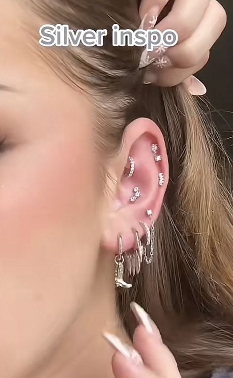 Brooke Piercing, Broke Monk Piercing, Brooke Monks Piercings, Piercings Brooke Monk, Brook Monk Piercings, Ear Piercings Brooke Monk, Silver Ear Piercing Ideas, Brooke Monk Earrings, Ear Piercing Jewelry Ideas