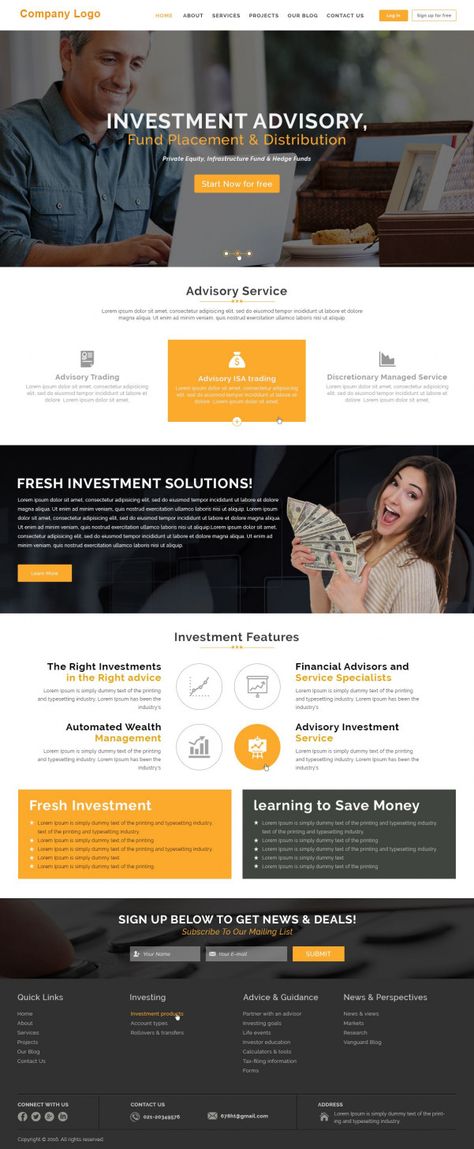 ----- Investment Company Website Templates ----- This highly customizable business template can be used in many business verticals including accounting advertising banking consulting insurance etc with little modification. #investmentbanking #investment #banking #ideas Learning Money, Consulting Website, Wix Website Design, Investment Company, Free Website Templates, Life Management, Investment Companies, Website Development Company, Website Redesign