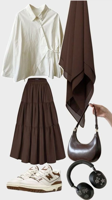 Fashion For Hijab Outfits, Modest Fashion Hijab Casual, Fashion Inspo Hijab, Modest Fall Outfit Ideas, Hijabi Outfits Ideas, Modest Clothing Aesthetic, Casual Hijabi Outfits, Brown Outfit Hijab, Outfits Aesthetic Modest