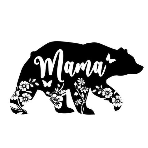 Mama Svg Files Free, Flowers For Cricut, Crystals Tattoo, Morty Quotes, Bookmark Svg, Bear With Flowers, Mama Bear Svg, Mom Bear, Tattoo Patterns