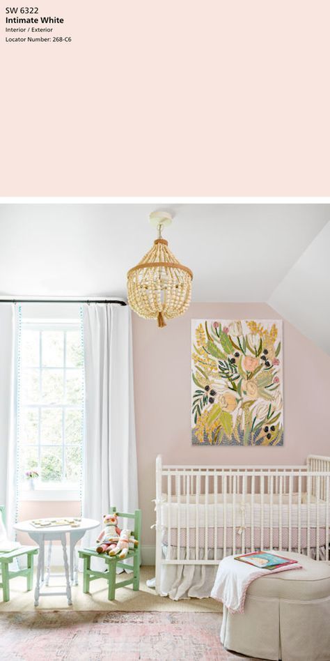 Sherwin Williams Intimate White Sherwin Williams Intimate White, Light Pink Paint, Girls Room Paint, Murs Roses, Pink Paint Colors, Nursery Paintings, Sherwin Williams Paint Colors, Room Paint Colors, Girls Rooms