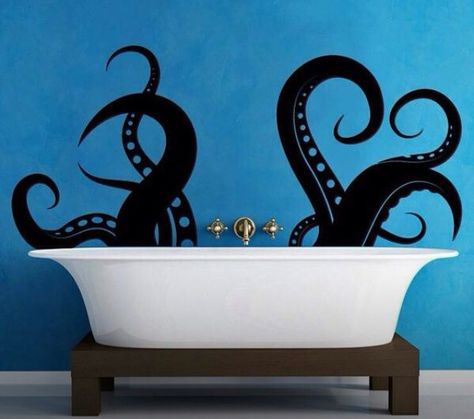 Awesome!!! Bathroom Mural, Octopus Tentacles, Wall Decal Sticker, Kids' Bathroom, Vinyl Wall Decals, 인테리어 디자인, My Dream Home, Vinyl Wall, Wall Decal