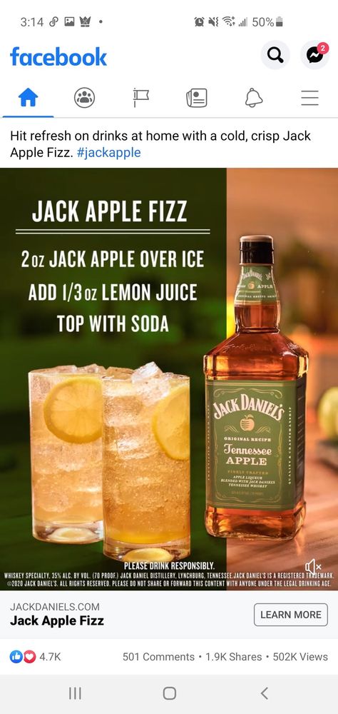 Jack Daniels Apple Drinks Recipes, Jack Daniel's Tennessee Whiskey, Apple Drinks, Jack Daniels Distillery, Drinks Alcohol, Tennessee Whiskey, Jack Daniel, Drinks Recipes, Drinks Alcohol Recipes