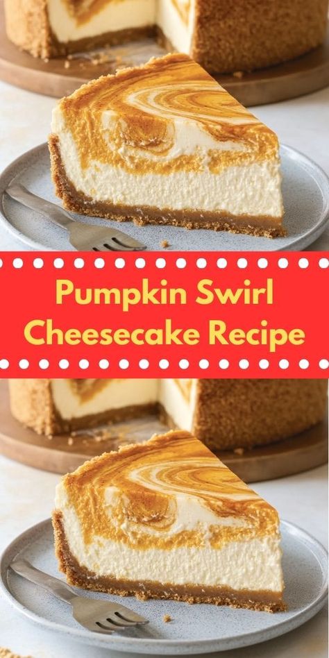 Need a quick dessert that wows? This Pumpkin Swirl Cheesecake Recipe is not only easy to prepare but also delivers a deliciously unique flavor. It's an ideal choice for Thanksgiving dessert tables or cozy family nights. Pumpkin Cheescake, Best Pumpkin Cheesecake Recipe, Thanksgiving Dessert Table, Pumpkin Swirl Cheesecake, Cheescake Recipe, Rich Cheesecake, Pumpkin Spice Cheesecake, Thanksgiving Desserts Table, Swirl Cheesecake