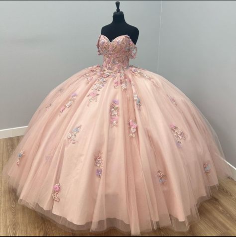 Rosey Pink Quince Dress, Quncie Dresses Light Pink, Pink Ball Gown For Quinceanera Spring Season, Light Pink Quince Dress With Flowers, Baby Pink Quinceanera Dresses, Pink Quince Dresses Quincedresses.com, Light Pink Quinceanera Dresses, Pink Quince Theme, Quince Dresses Pink