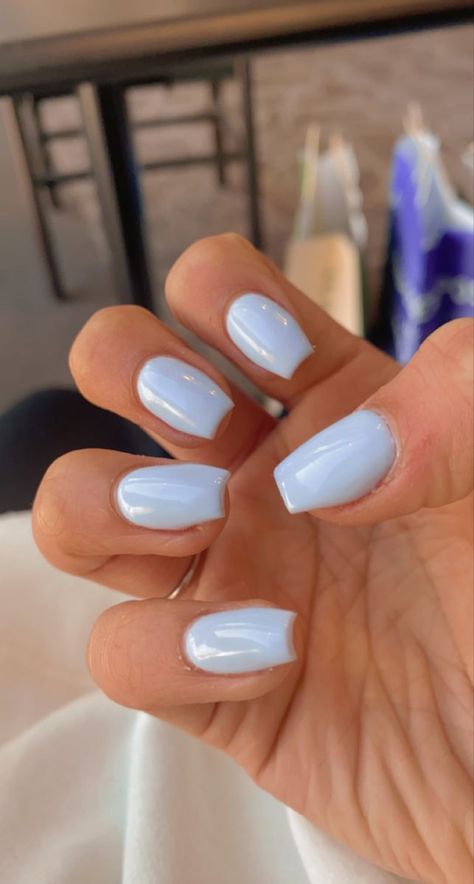 Pretty Short Nails Simple Blue, Pastel Blue Dip Powder Nails, Light Blue Acrylic Nails Coffin Short, Nails 2023 Trends Light Blue, Cute Nails Acrylic Light Blue, Acrylic Nail Light Blue, Light Blue Fake Nails, Light Blue Nails Ideas Short, Short Nails Acrylic Light Blue