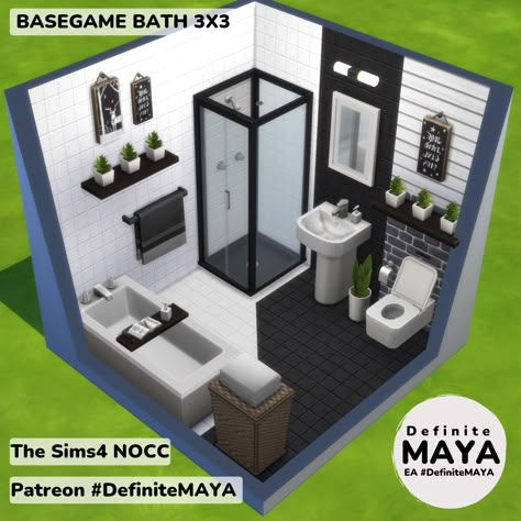 Sims Base Game Bathroom, Sims 4 Small Bathroom Ideas, Sims 4 Bathroom Base Game, Sims 4 Base Game Bathroom, Sims Bathroom Ideas, Sims 4 Build Hacks, Sims Bathroom, Roblox Decor, Sims 4 Bathroom