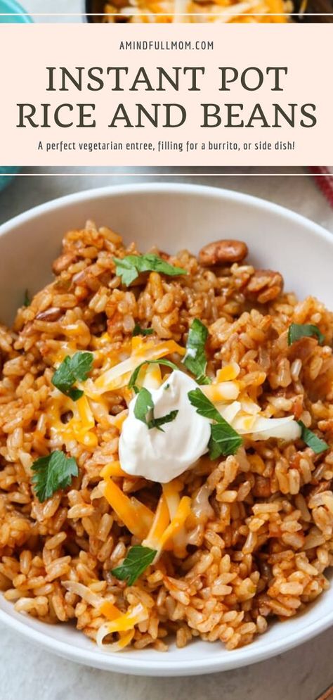 Instant Pot Rice And Beans, Mexican Rice And Beans, Spanish Rice And Beans, Vegetarian Entree, Instant Pot Rice, Red Beans N Rice Recipe, Rice And Beans Recipe, Vegan Instant Pot Recipes, Vegetarian Instant Pot