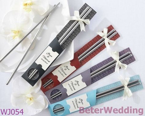 Factory wholesale "East Meets West"Stainless Steel Chopsticks(60pcs, 30set) WJ054 use as Wedding favor, event Souvenir on AliExpress.com. $27.00 Asian Wedding Favors, Wedding Favors For Men, Creative Wedding Favors, Wedding Favors And Gifts, Edible Wedding Favors, Wedding Favors Cheap, Wedding Gifts For Guests, Diy Wedding Favors, Favors Wedding