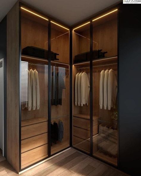 Colorful Interiors Bedroom, Walkin Closet Ideas, Walkin Wardrobe, Walkin Closets Design, Modern Wardrobe Design, Wardrobe Laminate Design, Glass Wardrobe, Dream Closet Design, Closet Design Layout