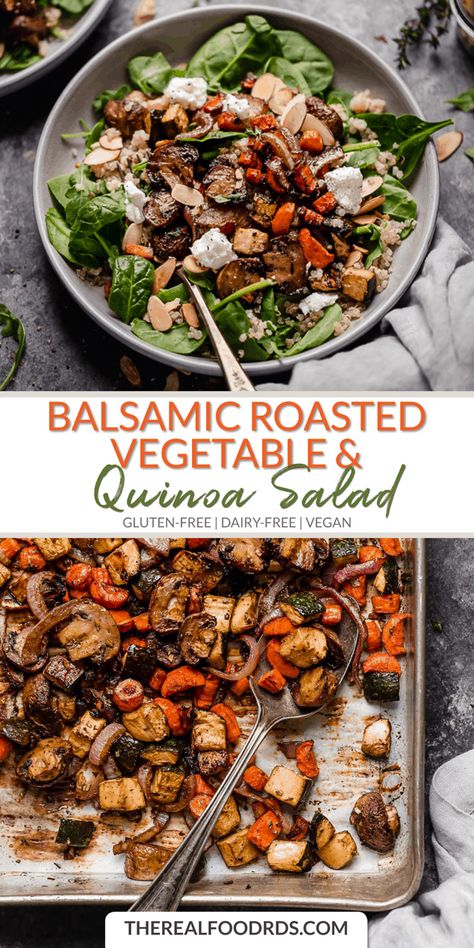 Roasted Salad, Balsamic Salad, Recipe Quinoa, Dairy Free Salads, Quinoa Recipes Healthy, Real Food Dietitians, Quinoa Recipe, Vegetable Quinoa, Gluten Free Salads