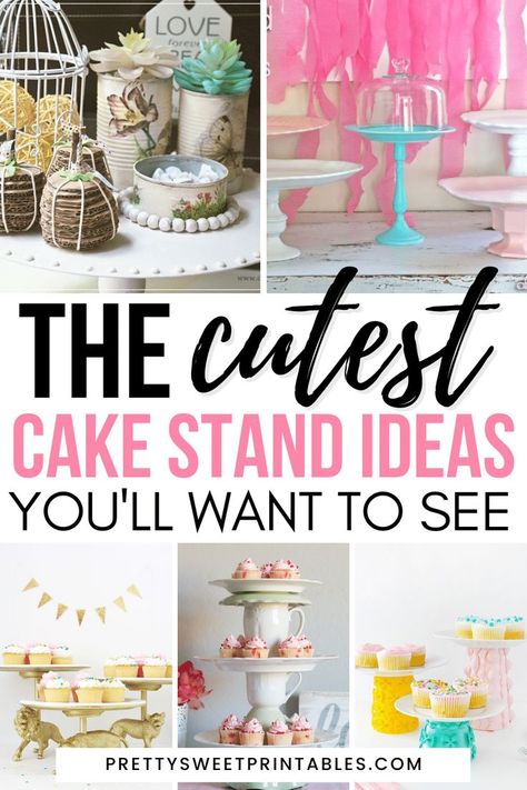 diy cake stand Mini Cupcake Display, Cake Stand Ideas, Diy Dessert Stand, Easy Diy Cake, Diy Wedding Cupcakes, Unique Cake Stands, Pretty Cake Stands, Wedding Cupcake Display, Diy Cupcake Stand