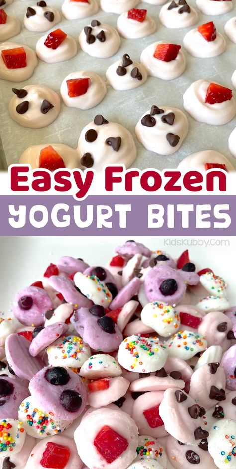 Easy Frozen Yogurt, Frozen Yogurt Bites, Healthy Homemade Snacks, Easy Snacks For Kids, Healthy Toddler Snacks, Yogurt Bites, Mini Pizzas, No Bake Snacks, Snacks Saludables